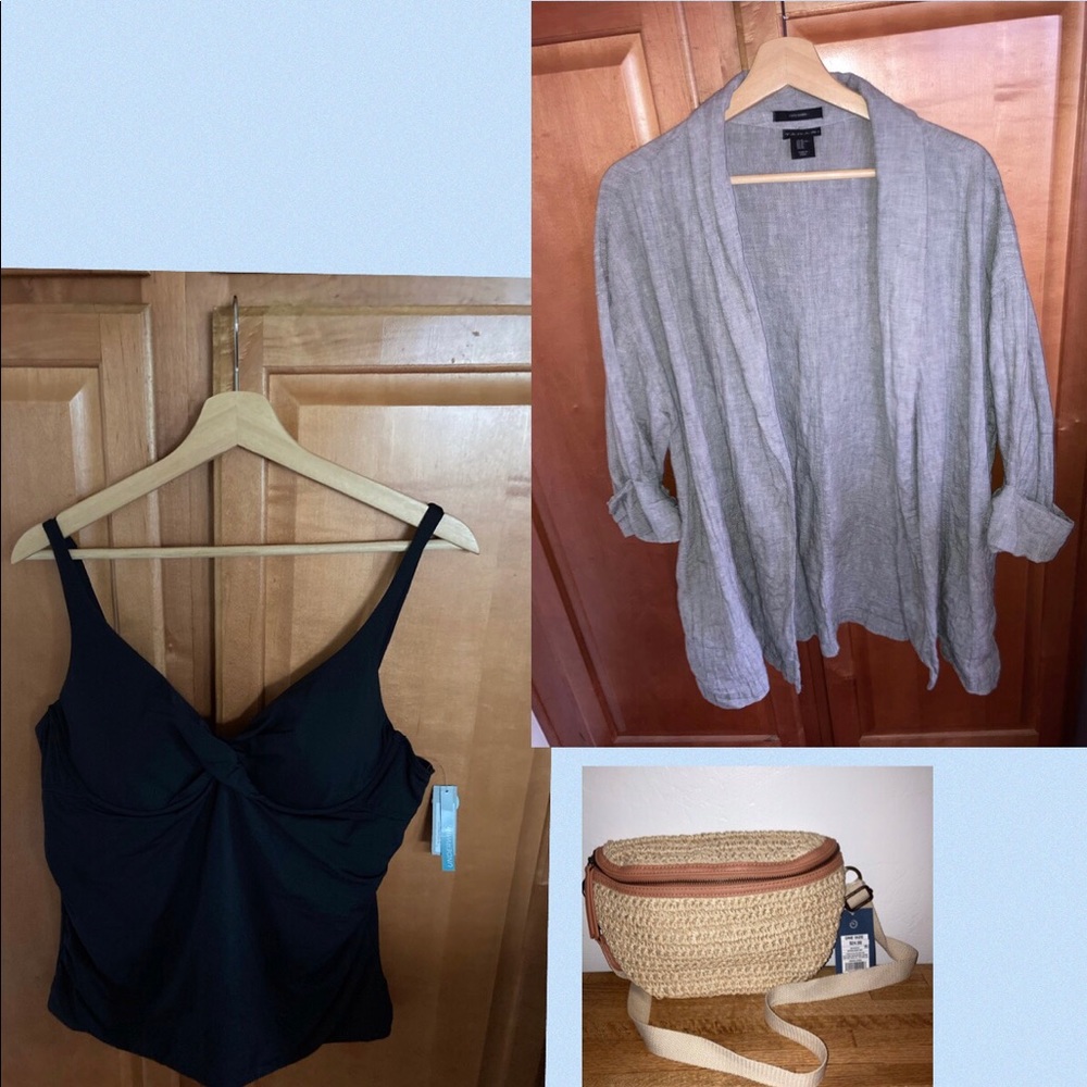 Lot NWT ➕Bag Swim Top & Jacket Linen, XXL black, underwire vegan
